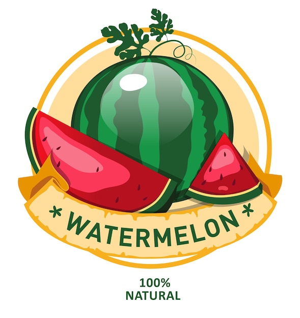 Premium Vector | Organic food design, round watermelon label