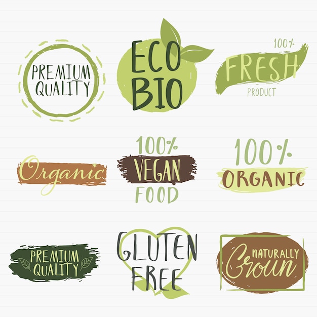 Premium Vector | Organic food, eco products label collection.