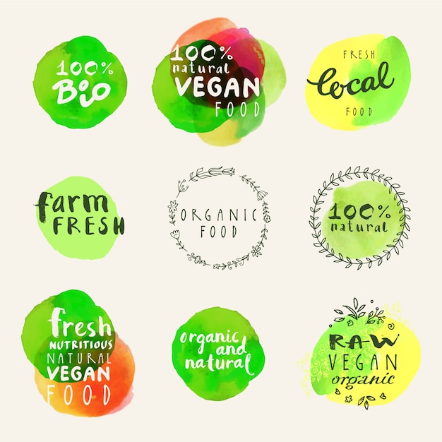 Organic food logo collection