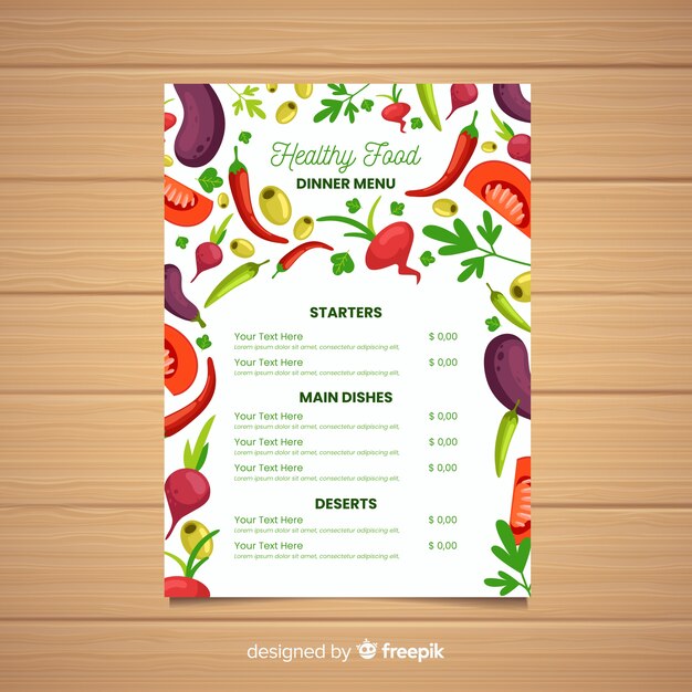 Organic  food menu  template Vector Free Download