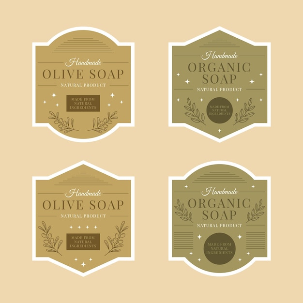 Free Vector Organic soaps labels with leaves collection