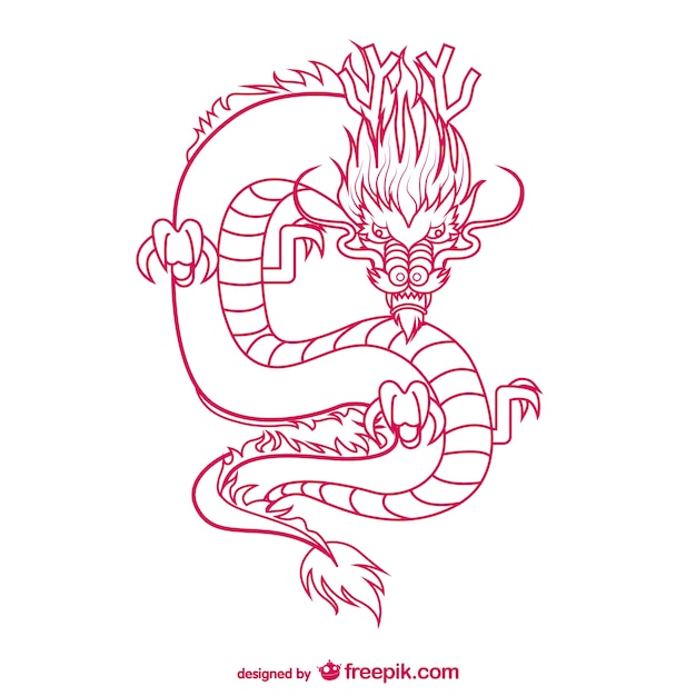 Oriental dragon drawing