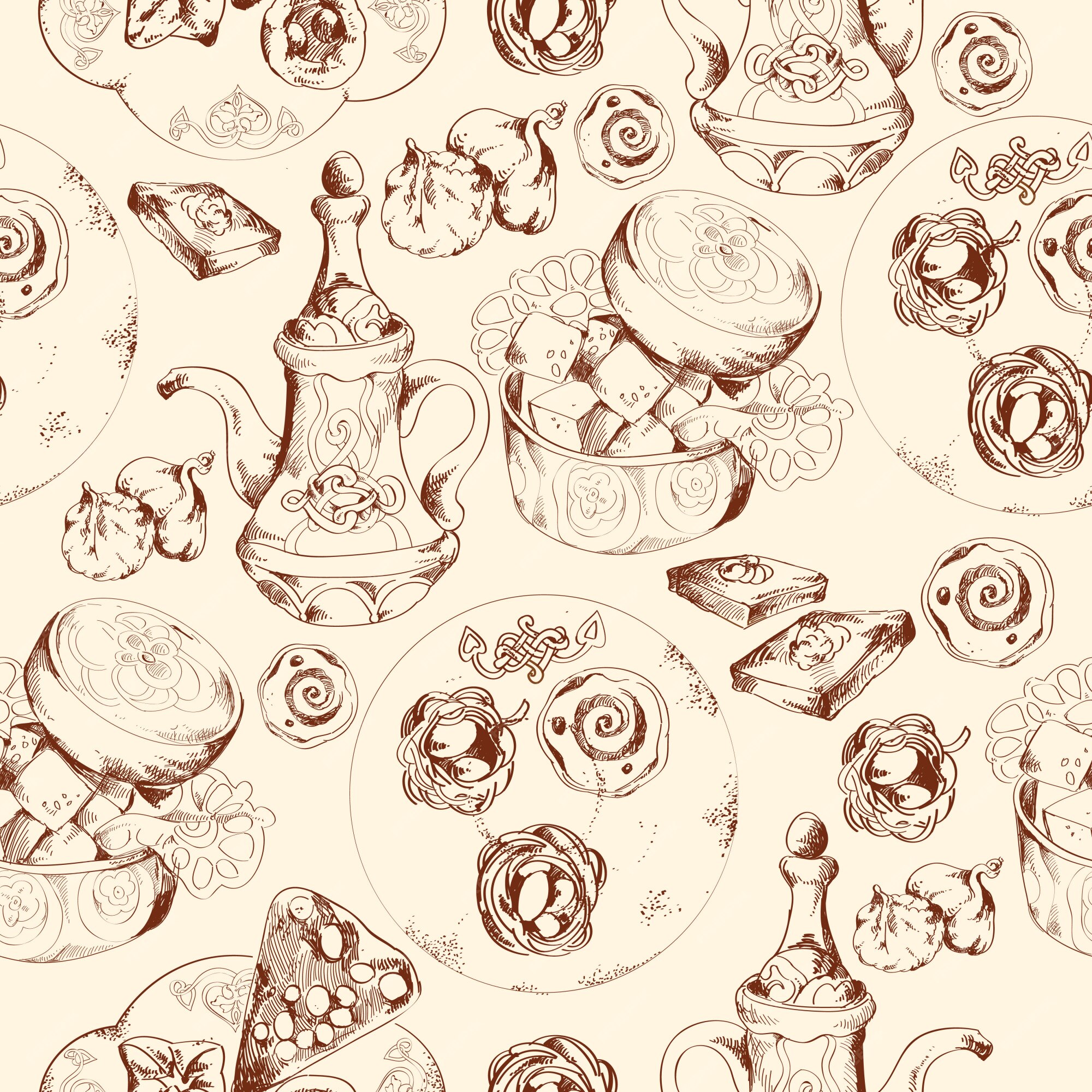 Premium Vector | Oriental sweets seamless pattern