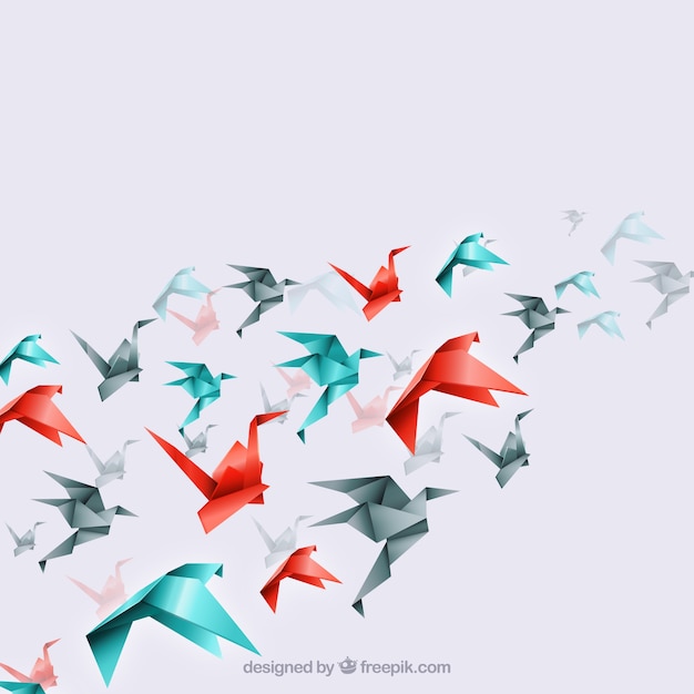 Origami birds background