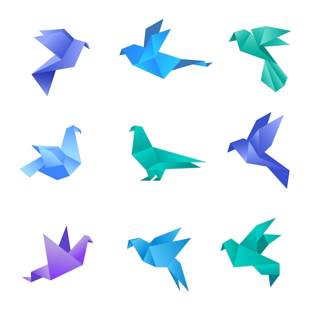 折り紙の鳩 紙の様式化された多角形の幾何学的な抽象的な動物からの鳩の鳥は折り紙のコレクションをベクトルします イラスト折り紙動物 鳩鳥 鳩紙幾何学 プレミアムベクター