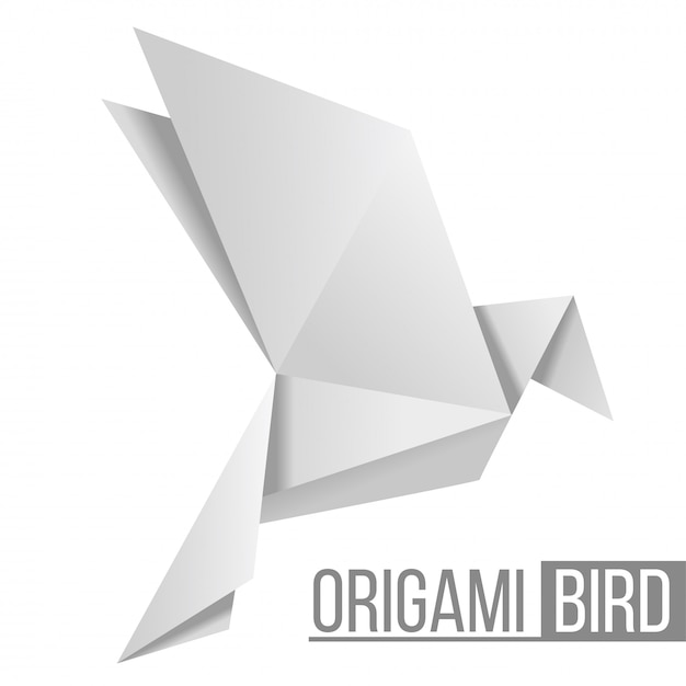 折り紙の鳥 白い背景の上の鳩の飛行図 多角形 和紙の折り方 図 プレミアムベクター