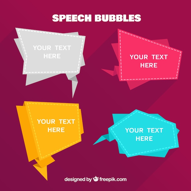 Free Vector | Origami Speech Bubbles Pack