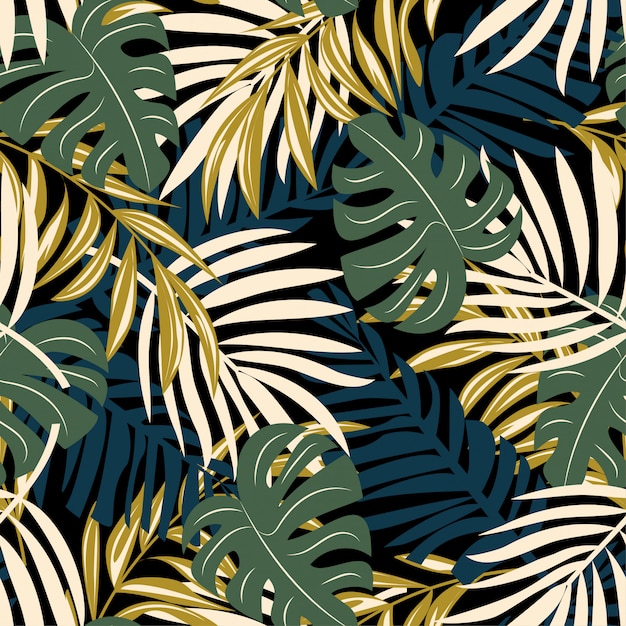 Premium Vector | Abstract Seamless Pattern With Tropical Plants And