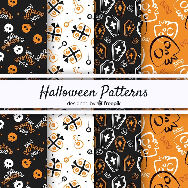 Download Original halloween pattern collection with vintage style ...