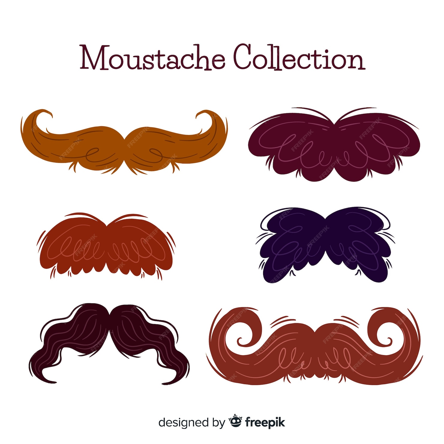 Free Vector Original Hand Drawn Moustache Collection 7385