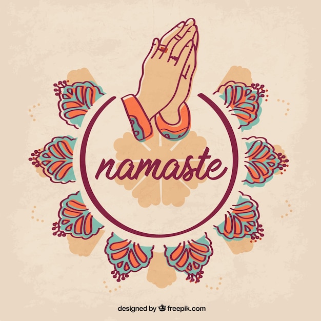 Free Vector Original Namaste Gesture With Ornaments