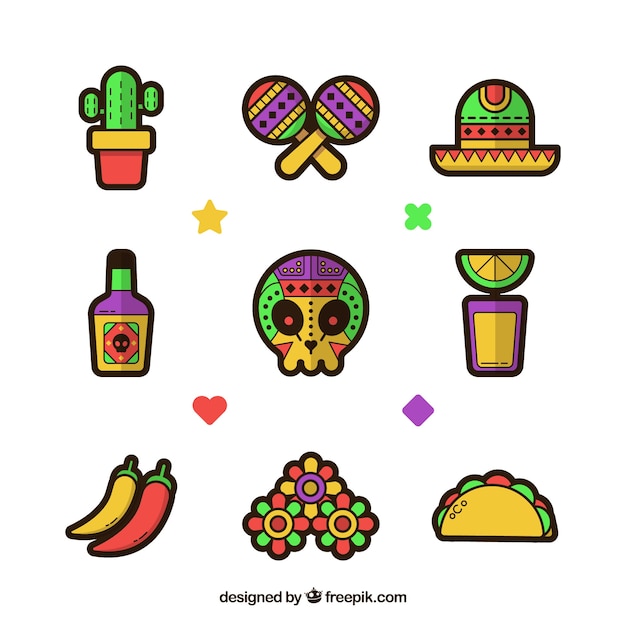 Original pack of mexican elements Vector | Free Download