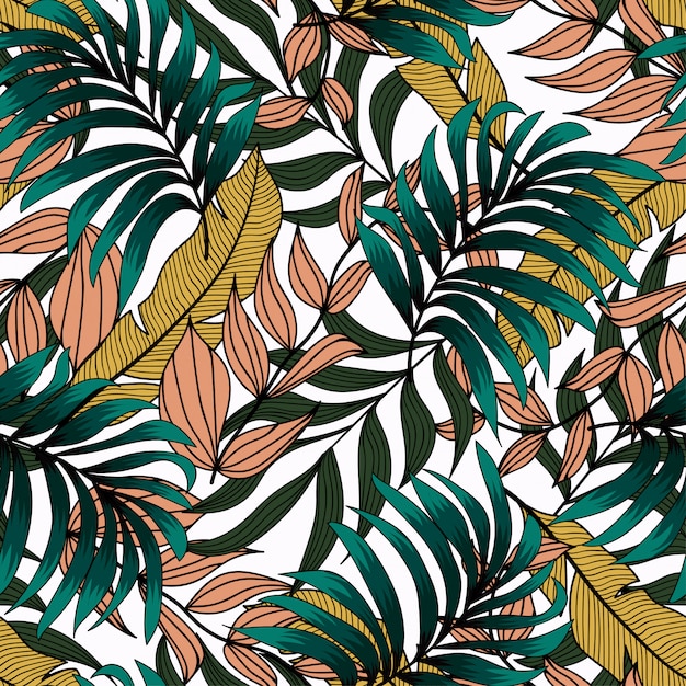 Premium Vector | Original seamless pattern with tropical yellow and ...