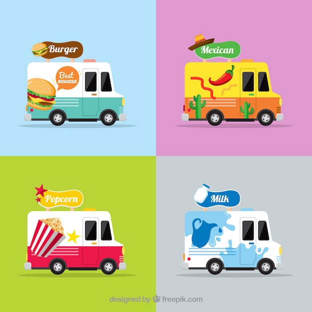 Original set of food trucks Vector | Free Download