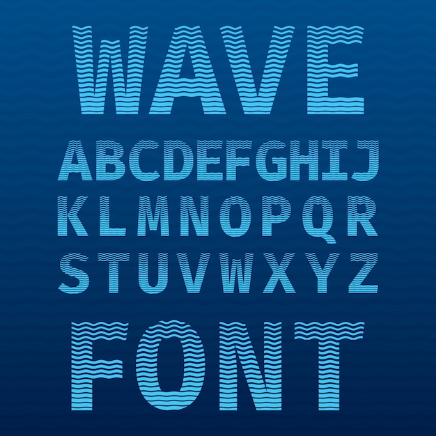 Free Vector | Original wave font poster with alphabet on the blue as a ...