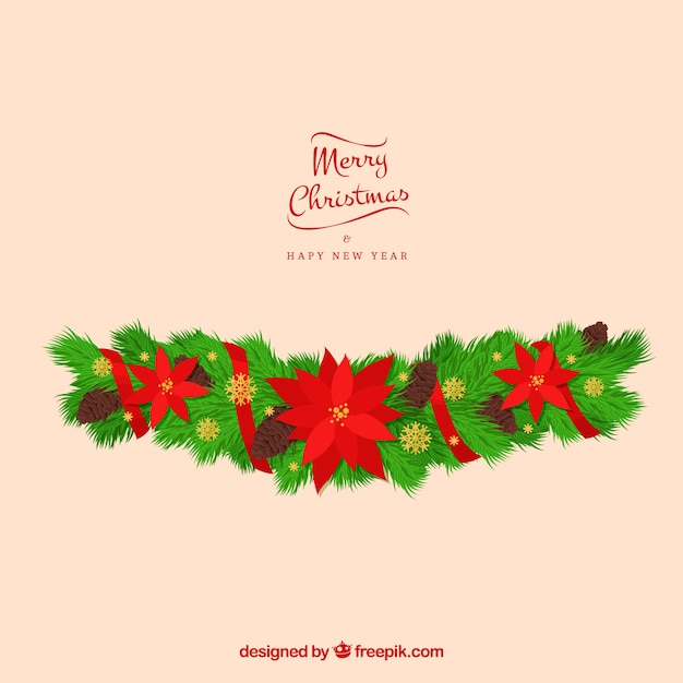 Download Ornament background with poinsettia | Free Vector