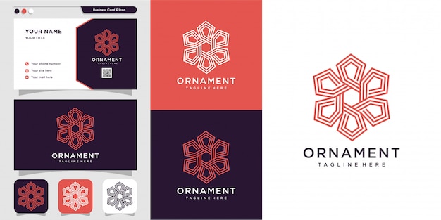 Download Free Ornament Logo With Outline Concept And Business Card Design Template Outline Line Art Ornament Icon Premium Vector Use our free logo maker to create a logo and build your brand. Put your logo on business cards, promotional products, or your website for brand visibility.
