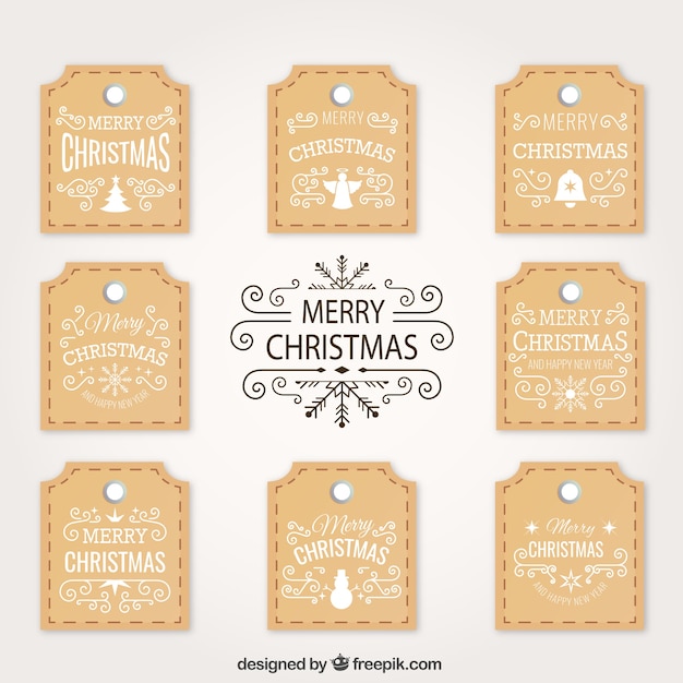 Ornamental christmas tags Vector | Free Download