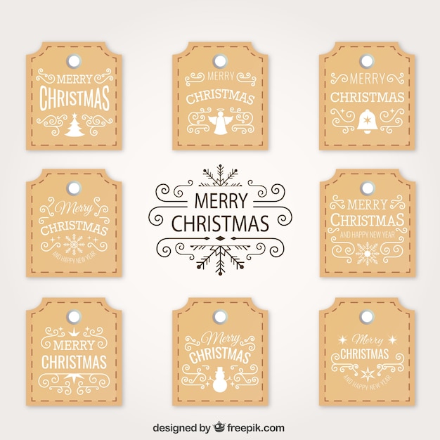 Ornamental Christmas Tags Vector 