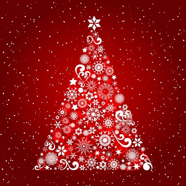 Ornamental christmas tree on red background Vector | Free Download