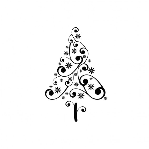Download Ornamental christmas tree with swirls Vector | Free Download