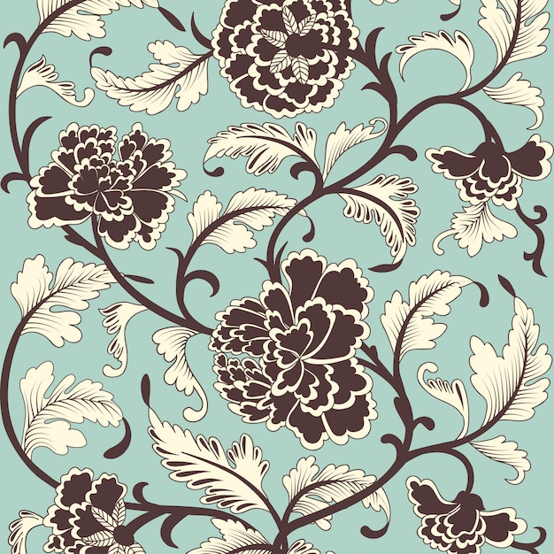 Premium Vector Ornamental Colored Antique Floral Pattern