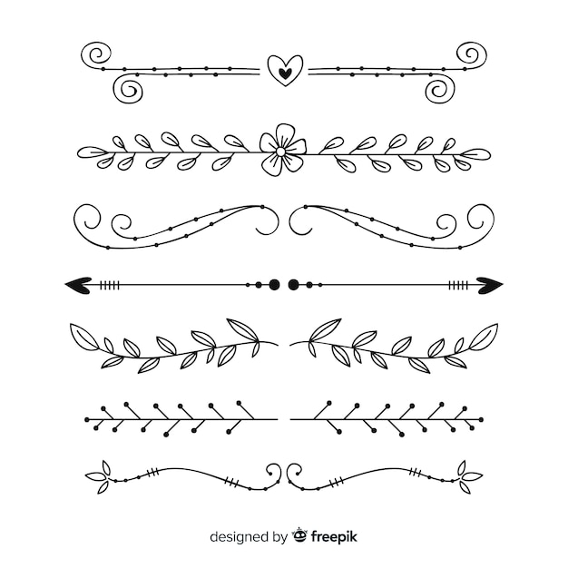 Download Ornamental divider hand drawn set Vector | Free Download