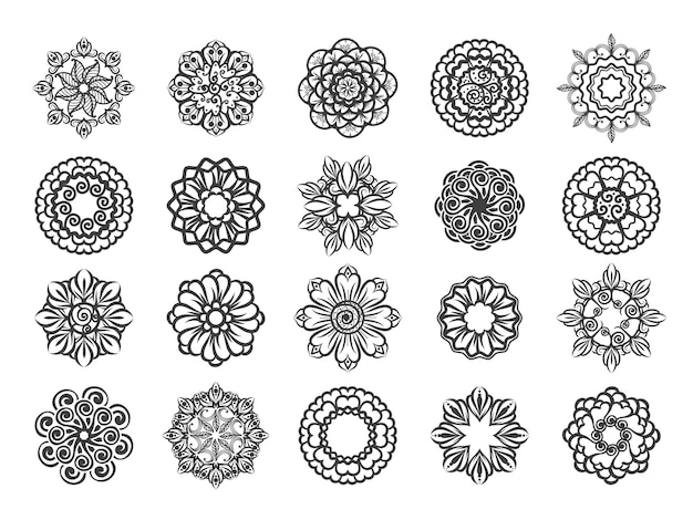 Ornamental floral circular mehndi set Vector | Premium Download