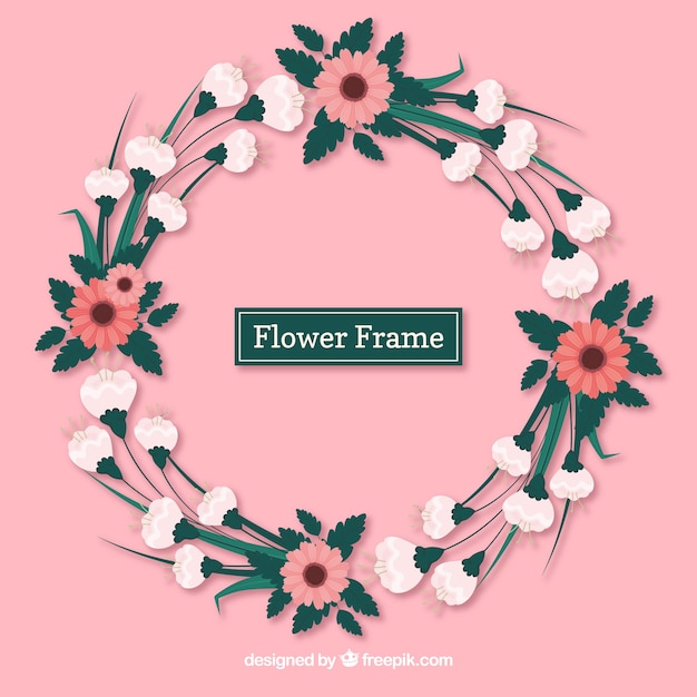 Ornamental flower frame with flat design | Free Vector