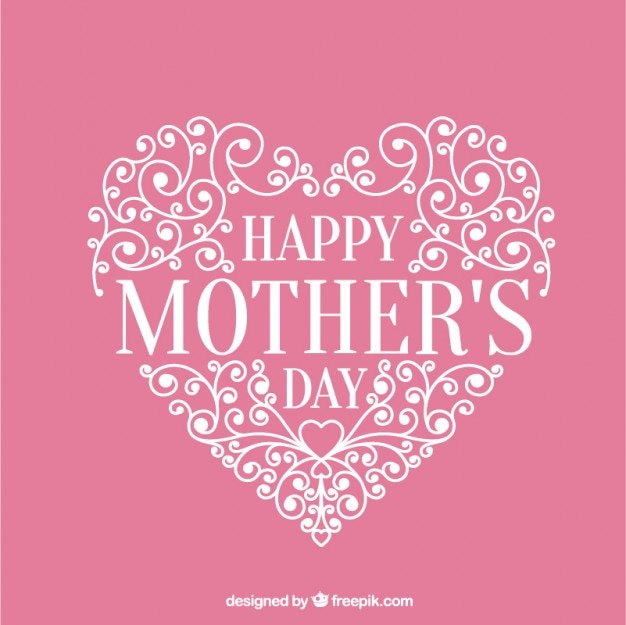 Ornamental heart pink card of mother's day Vector | Free ...