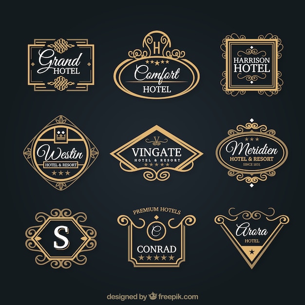 Ornamental hotel logos | Free Vector