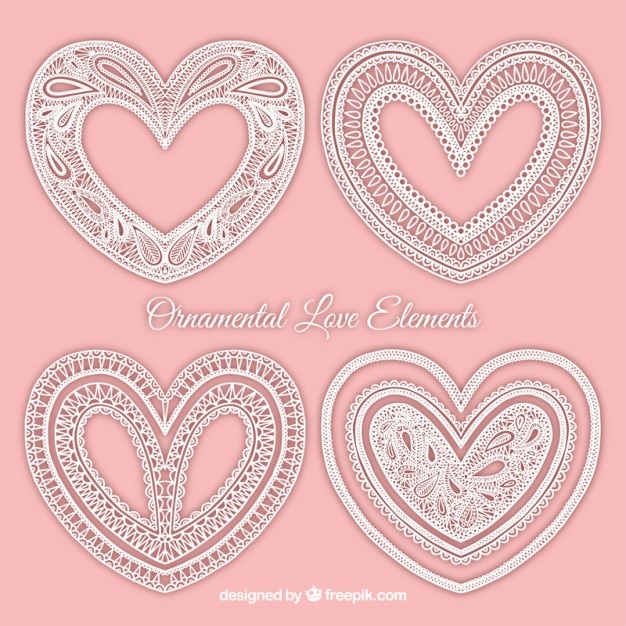 Download Ornamental lace hearts Vector | Free Download