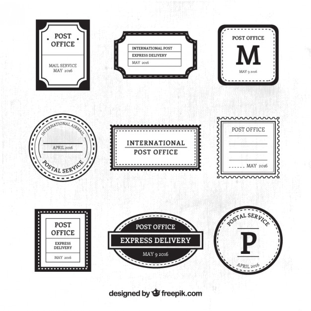 Free Vector Ornamental Post Service Black And White Stamps