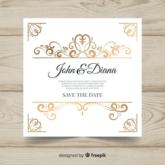 Free Vector Ornamental wedding card template