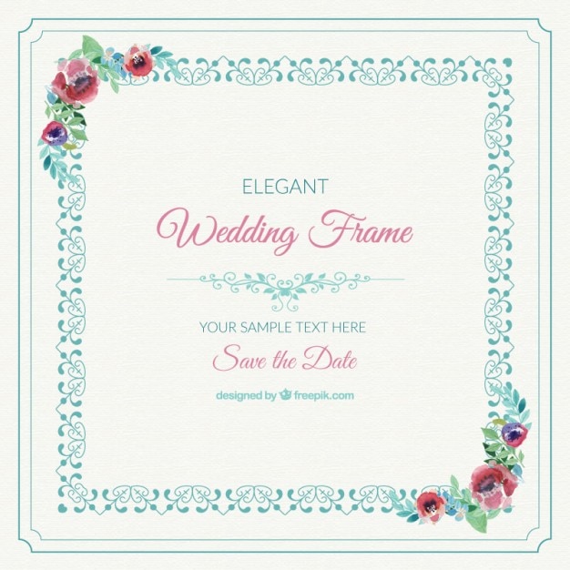 Download Ornamental wedding frame with watercolor floral details ...