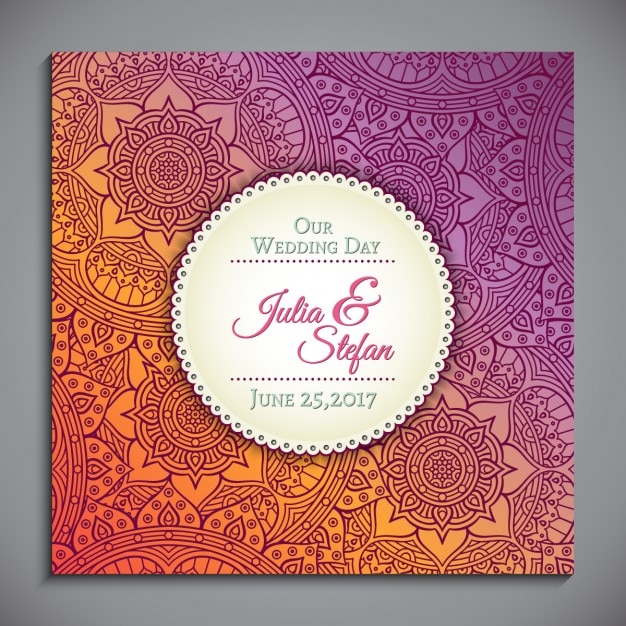 Free Vector | Ornamental wedding invitation in ethnic style