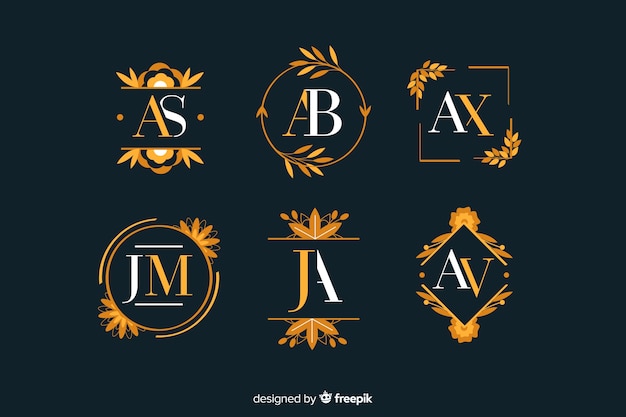 Download Free Vector | Ornamental wedding monogram collection