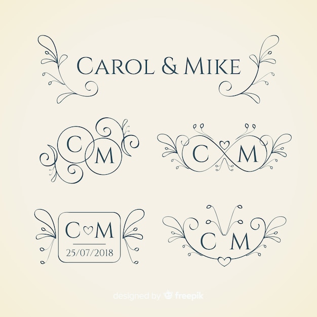 Download Ornamental wedding monogram collection Vector | Free Download