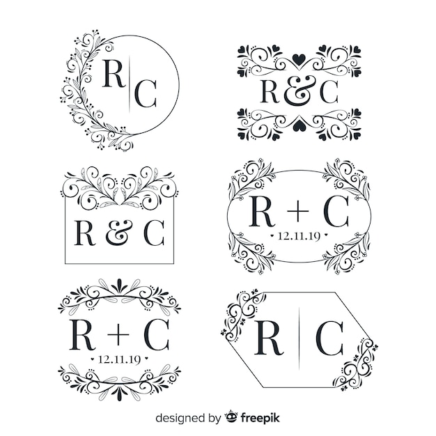Download Free Vector | Ornamental wedding monogram collection