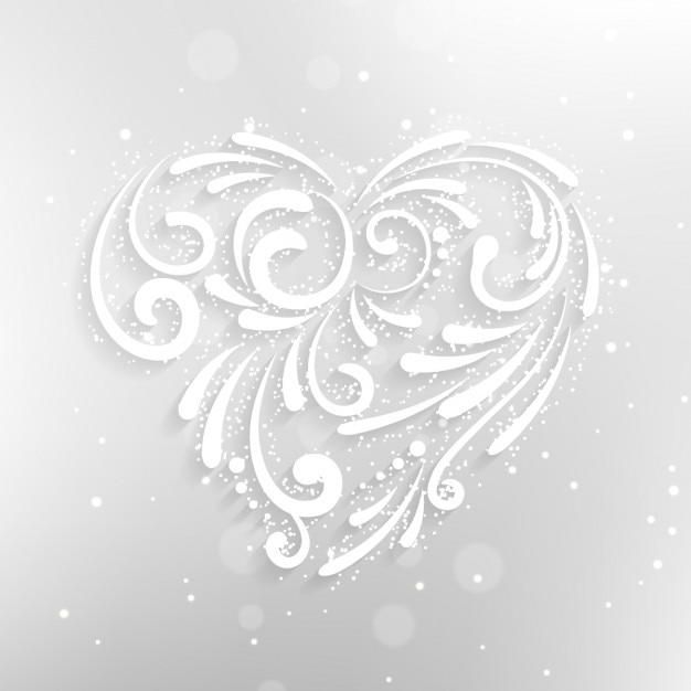 Ornamental white heart background