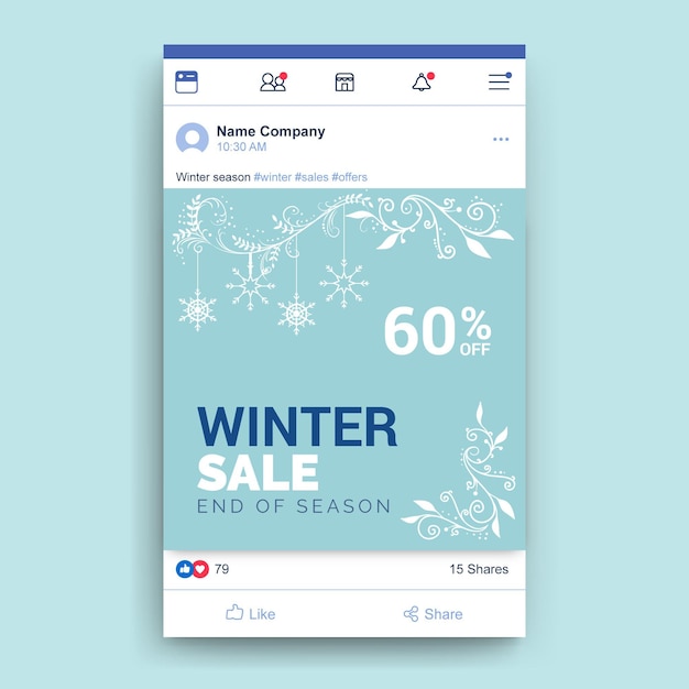 Free Vector Ornamental Winter Facebook Post Template