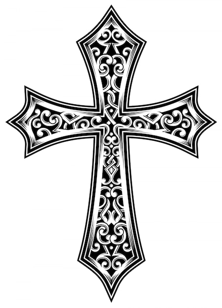 Ornate christian cross | Premium Vector