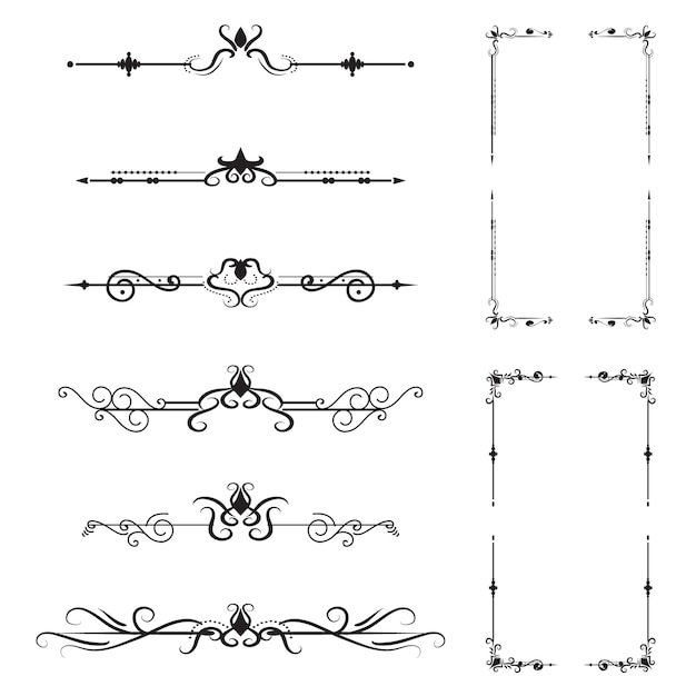 Premium Vector | Ornate frames and scroll elements classic wedding ...