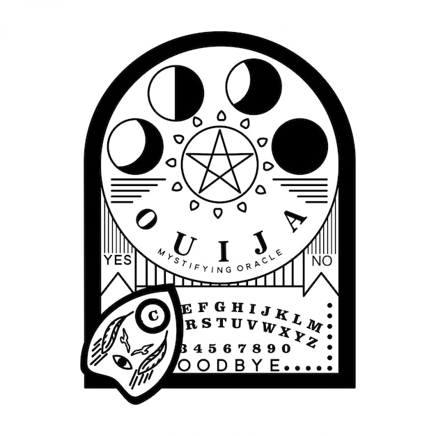 Premium Vector | Ouija board monoline badge design