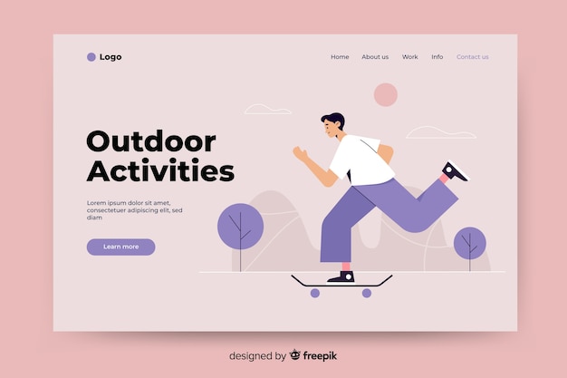 Outdoor activities landing page template Free Vector