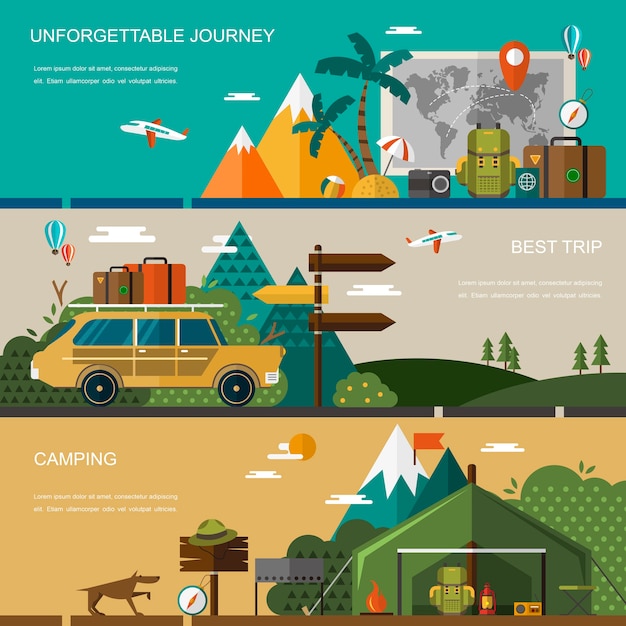 Premium Vector | Outdoor activity concept banner set in flat design