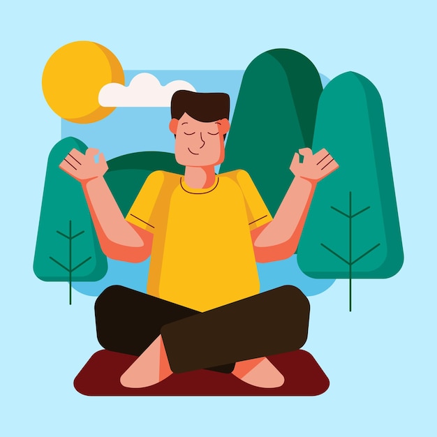 Premium Vector | Outdoor activity with yoga illustration