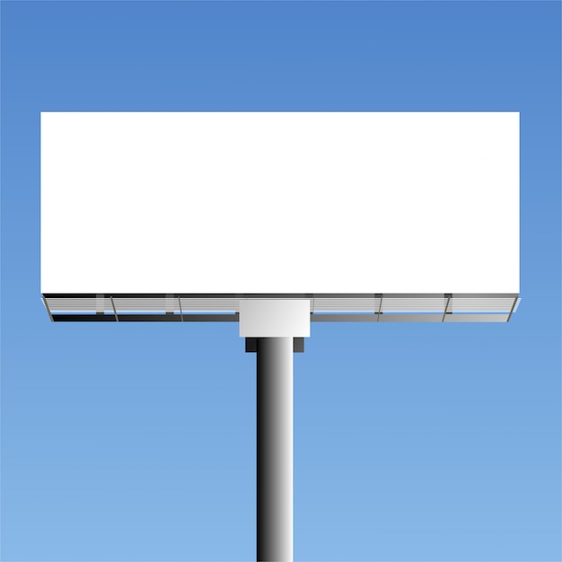 Premium Vector | Outdoor blank advertising board with blue background