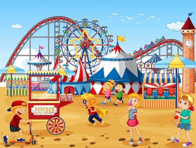 Free Vector | An outdoor funfair scene