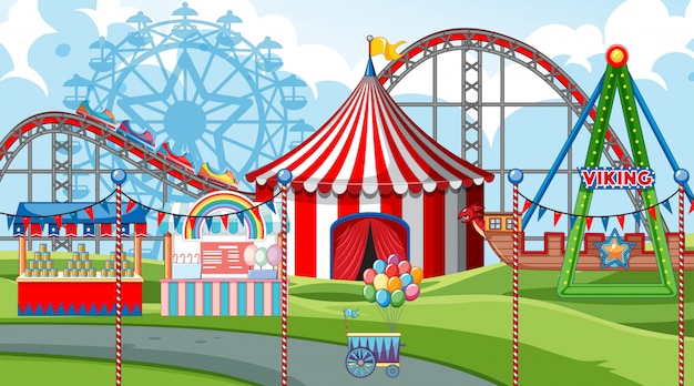 Free Vector | An outdoor funfair scene